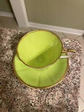 State of Ohio green CARNATION Footed Cup & Saucer AMERICAN STATE FLOWER SERIES