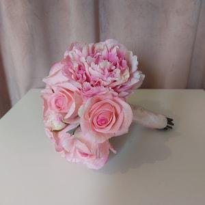 Wedding Bouquet Artificial Bridal Bouquet For Bridesmaid Wedding Centerpiece Floral Pink Rose Bouquet Faux Peony Gift For Her