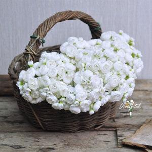 Bright white One Bundle Artificial Silk Mini Ranunculus Artificial 6 Stems Silk Ranunculus Buds for wedding home decor
