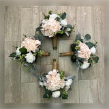 Bridesmaid bouquets, blush pink hydrangea premium white rose  & greenery bridal bouquet, eucalyptus sage wedding flowers