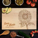 Cutting Board Personalized Sunflower Design Wedding Gifts for Couple Laser Engraved Wood Chopping Block Housewarming Gift Summer Flower