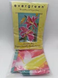 Evergreen Decorative Flag 29" X 43 " Pink Day Lilies Suede New Spring Easter