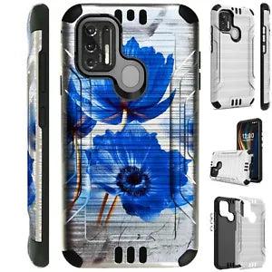 SILVER GUARD For Coolpad SUVA CP3669 Hybrid Phone Case Cover PEONY FLOWER BLUE