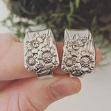 Vintage APRIL Spoon Ring, Silverware Spoon Ring, Silverware Jewelry, Sunflower Jewelry, Gifts for Her, Sunflower Ring