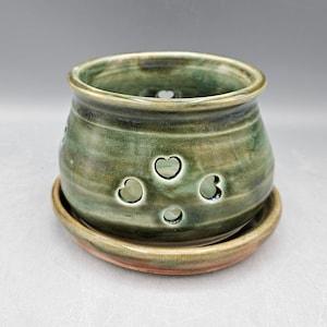 Orchid Catus Succulent Pottery Vase Handmade Wheel Thrown Hand Carved Rustic Green Indoor Planter Farmhouse Decor Cabincore Cottagecore Gift