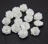 10 pcs White peony beads polymer clay 0,76"-0,8" (1,9-2,0cm), Flowers clay beads