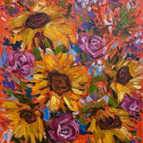 Sunflower Painting Floral Original Art Flower Wall Art Roses painting 11x14 canvas Summer Gift for her by DianaOriginalArt