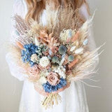 Dusty Pink & Blue Everlasting Wedding Bouquet / Preserved Rose Flower Bouquet / Pastel Dried Bridal Arrangement / Something Blue