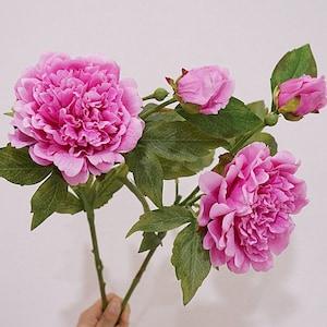 Real Touch Peony with Buds and Leaves, Artificial Flower Crafts, Wedding Bouquet Fillers, Home Floral Decor, Party Table Bloom Centerpiece