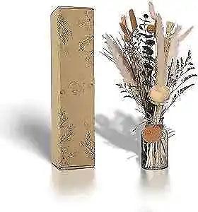 New ListingHomey Breeze 15 Inches 23 Pcs 10 Styles Natural Dried Pampas Grass with Vase