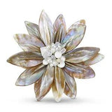 Pretty Light Brown Tan Water Lily Mother of Pearl Pin-Brooch