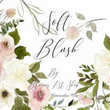 Blush White Rose Clip art Set, Pink Rose Bouquet Clip-art. WC272