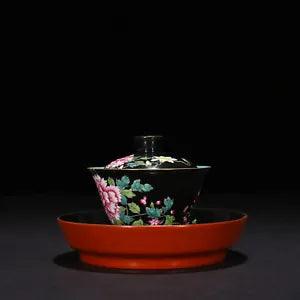 5.5" Old dynasty Porcelain yongzheng mark famille rose peony flower covered bowl