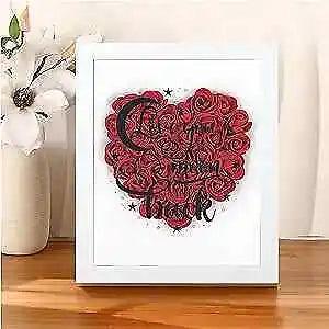 New ListingValentines Day Christmas Flower Shadow Box Gift, Engraved Warm Text Dry Roses