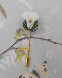 Small ARUM LILY PIN White CALLA LILY BROOCH Wedding Lapel Pin HAND PAINTED