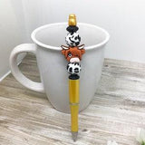 Hamish Highland Cow Beaded Pen | Writing Pen | Pen | Back to School | Silicone Beaded Pen | Cow Print Pen | Gold Highland Cow Pen