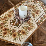 Golden Sunflower table runner, quilted 15"x26"