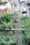 28 CM Chinese Miao Silver Handwork peony Flower Bell Amulet Necklaces & Pendants