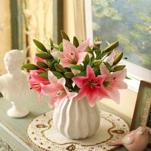 Artificial flower Silk Lily Bouquets for Bridal,Wedding Centerpieces Arrangement,Fake Floral Lily Home Decoration