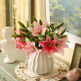 Artificial flower Silk Lily Bouquets for Bridal,Wedding Centerpieces Arrangement,Fake Floral Lily Home Decoration
