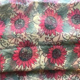 Vintage Nylon Chiffon Sheer Oblong Scarf with Sunflower Print 1950s 1970s - New EVERYWHERE