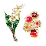 Brooch Lily of The Valley Green White Flower Orange Red Gold Sunflower Suit Pin