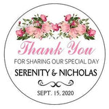 BLUSH PINK FLOWERS ROSES PEONIES WEDDING FAVOR STICKERS THANK YOU LABELS BRIDAL
