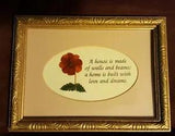 Real dried floral home made picture with matted home sentiment