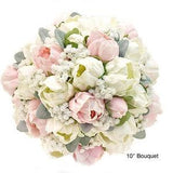 Real Touch Artificial White Blush Pink Peonies Babys Breath Bridal Cascade Bouquet Bridesmaids Bouquets Prom Wedding Flowers Centerpieces