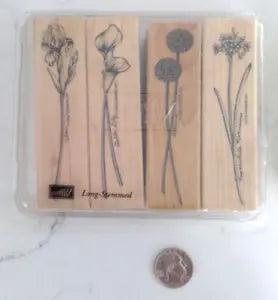 NEW LISTINGStampin Up Set Long-Stemmed Flower Iris Calla Lily Allium Narcissus Rubber 2000