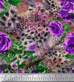 Soimoi Cotton Poplin Fabric Leopard Skin,Leaves & Carnation Flower-X04