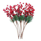 10pcs Christmas Red Berry Picks Artificial Berry Stem Ornaments Holly 11. 8 Inch