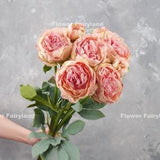 32" 8 Stems Dried Look Peony Bouquet | High Quality Artificial Flower | DIY Floral | Wedding/Home Decoration | Gifts - Light Pink