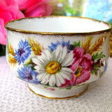 Royal Albert Harvest Bouquet Sugar Bowl Featuring a White Daisy and Blue Cornflowers
