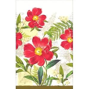 Floral peony spring tablecover with red flowers and green leaves