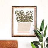 ZZ Plant Art Print | Potted Plant Painting | Botanical Wall Art | Green Thumb Home Decor | Gift | Gallery Wall Set | Gouache Illustration
