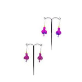 Seed Bead Beaded Fuchsia Flower Earrings, dangle earrings, beaded earrings, flower earrings, fuchsia earrings, Mother??s Day gift,