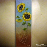 Sunflower Painting, Vertical Wall Art, Abstract Sunflower, Palette Knife, Impasto Art, Texture Floral Art, Contemporary Wall Art by Nata S.