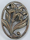 Vintage MCM Sterling 925 Modernist Open Cameo Stargazer Lily 2??? Brooch Pin 12G