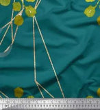 Soimoi Cotton Poplin Fabric Leaves & Ranunculus Floral Print Fabric-tWx