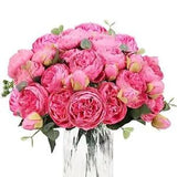 Artificial Peonies Flower Silk Peony Bouquet 4 Bundles Faux Persian Rose with