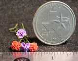 4 Half Open Carnation Pink Purple Flower Garden Floral 1:12 Miniature #2139