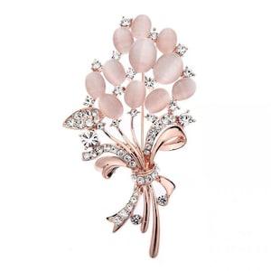 Opal Pink Tulip Brooch, Statement Brooch, Flower Brooch Bouquet, Vintage Elegant Brooch, Gift, Daily Jewelry, Modern Brooch, Unique Brooch