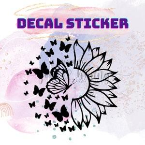 Butterfly Sunflower Decal Sticker | Boho Decal Sticker | Nature Decal Sticker
