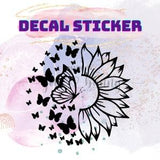 Butterfly Sunflower Decal Sticker | Boho Decal Sticker | Nature Decal Sticker