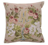 Marie Antoinette I Lilies and Roses French Woven Throw Pillow Cover 19x19 in New