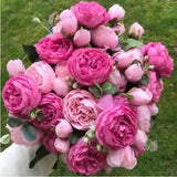 Home Garden Artificial Silk Peony Flowers Bouquet Fake Leaf Wedding Party Decor