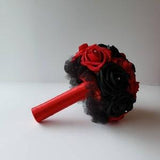 Red and Black Bridal Bouquet, Bridesmaid Bouquet, or Toss Bouquet, Matching Corsages and  Boutonnieres, Custom Colors Available