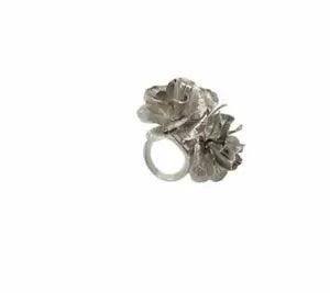Laruicci "Peony" SILVER PLATED FLOWER RING PARTY HOLIDAY GIFT