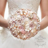 Rose Gold Wedding Bouquet Blush Pink Ivory Cream Brooch Bouquet Bling Bride Bridesmaid Bridal Jewelry Keepsake Custom Broach Wedding Bouquet